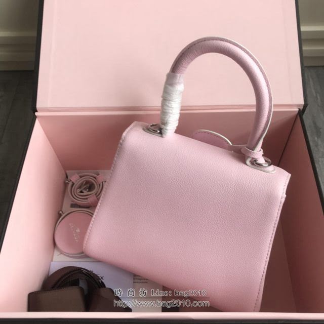 DELVAUX女包 2019春夏最新色 專櫃原廠皮 德爾沃女手提包 DV0020粉色銀扣 小號Delvaux單肩包  fcs1140